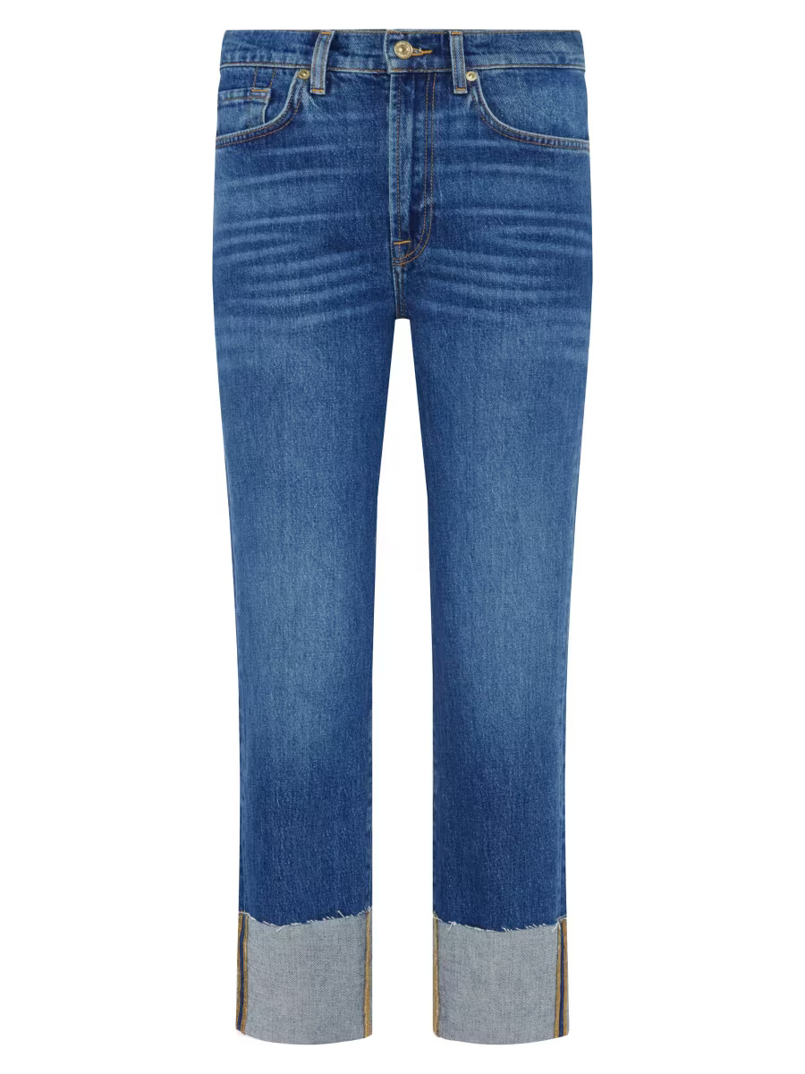 Logan Stovepipe High-Rise Cuffed Straight-Leg Jeans | Saks Fifth Avenue