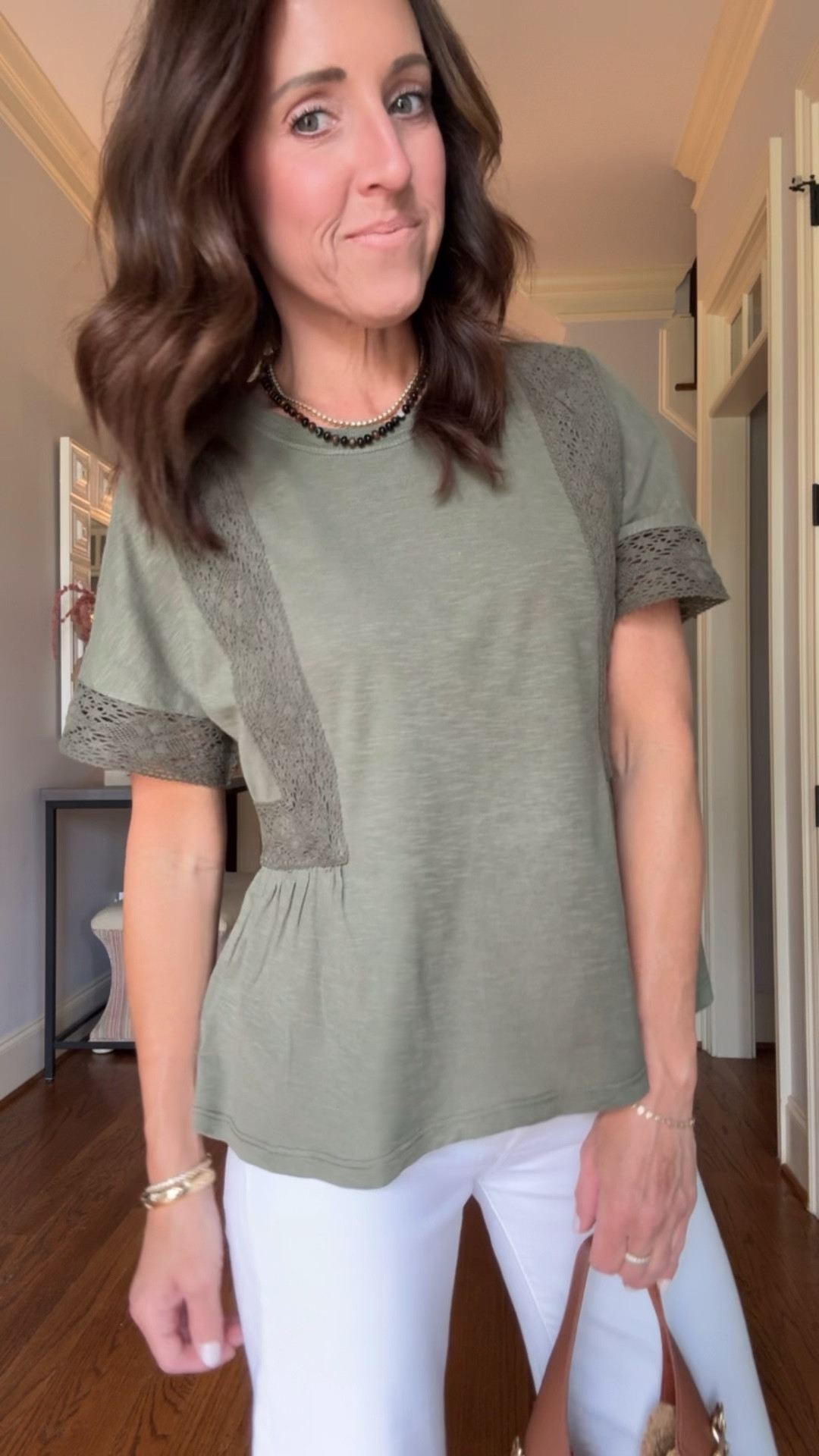 Lace trim peplum tee. Spring to Summer tee. Everyday style. White jeans.
Tee XS. Jeans TTS, 25. 

#LTKSeasonal #LTKOver40 #LTKootd