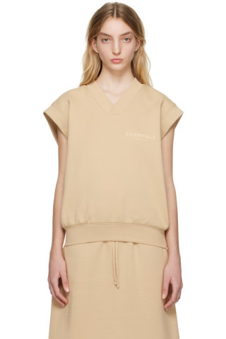Essentials - Beige V-Neck Vest | SSENSE