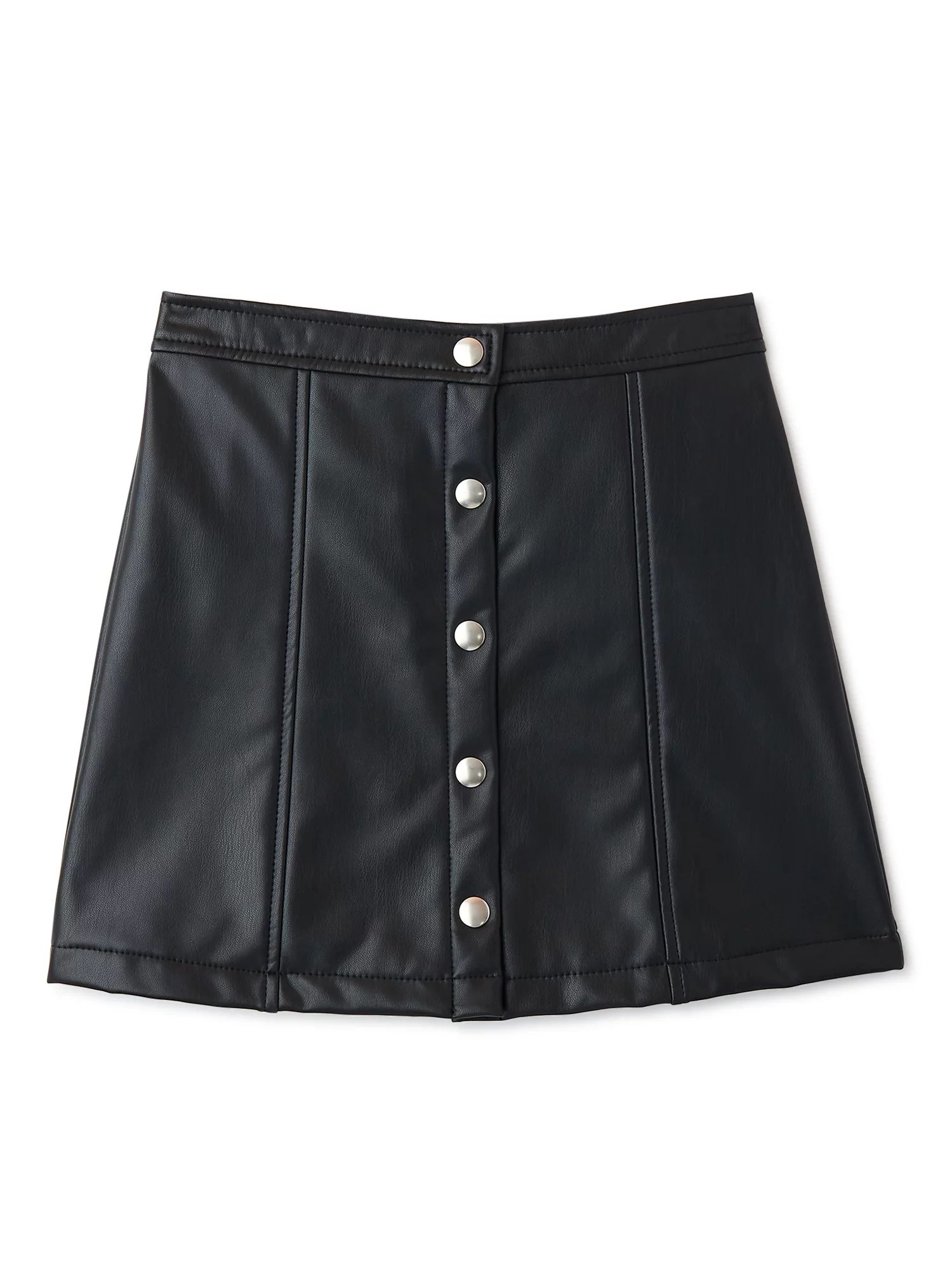 Wonder Nation Girls Faux Leather Skirt, Sizes 4-18 & Plus | Walmart (US)