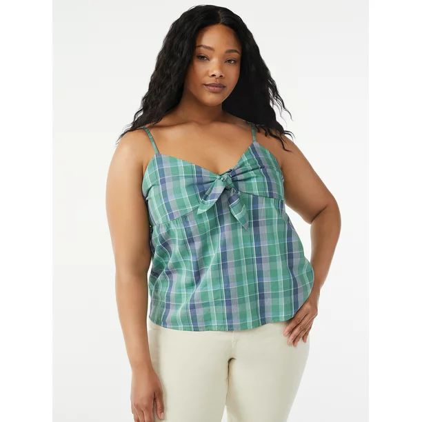 Free Assembly Women's Tank Top with Tie Front - Walmart.com | Walmart (US)