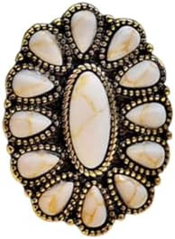 Bohemian Turquoise Oval Flower Rings Vintage Geometric Ethnic Natural Stone Adjustable Silver Joi... | Amazon (US)