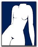 Abstract Minimalist Nude Woman Wall Decor - 11x14" UNFRAMED Print - Navy Blue Wall Art - Female Figu | Amazon (US)