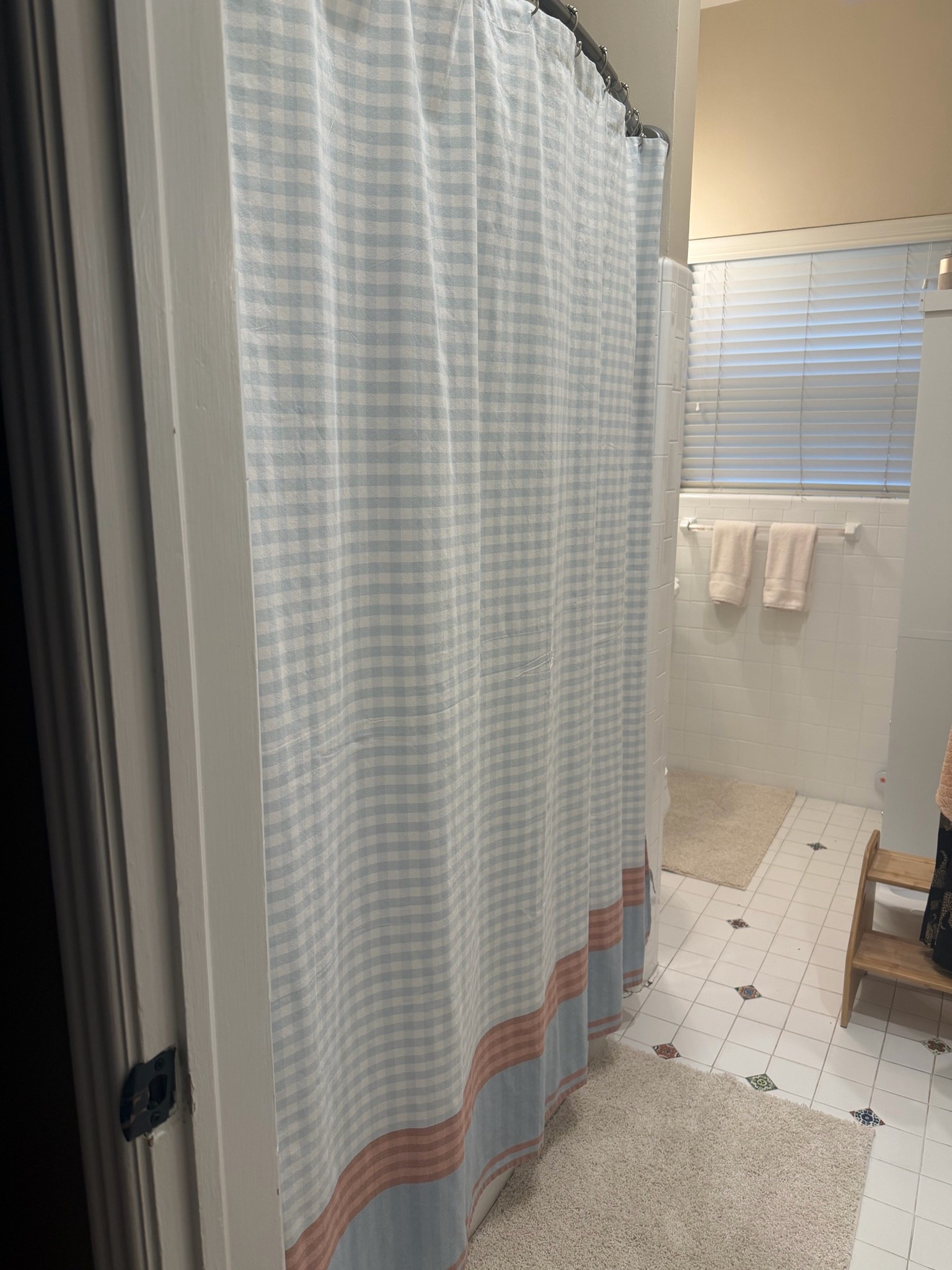 Neutral blue curtain