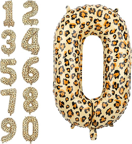 Number Balloons for Birthday Party, 32 Inch Gold Leopard Balloons Large Cheetah Balloons Jungle T... | Amazon (CA)