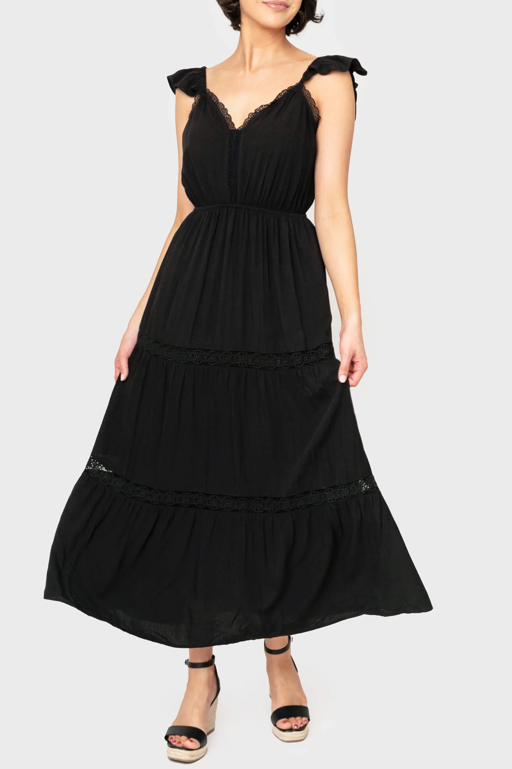 Strappy Crochet Inset Maxi Dress | Gibson