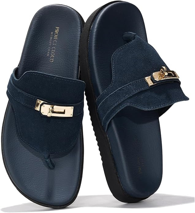 Project Cloud Genuine Leather Womens Sandals - Memory Foam Summer Sandals for Women 2025 - Slip o... | Amazon (US)