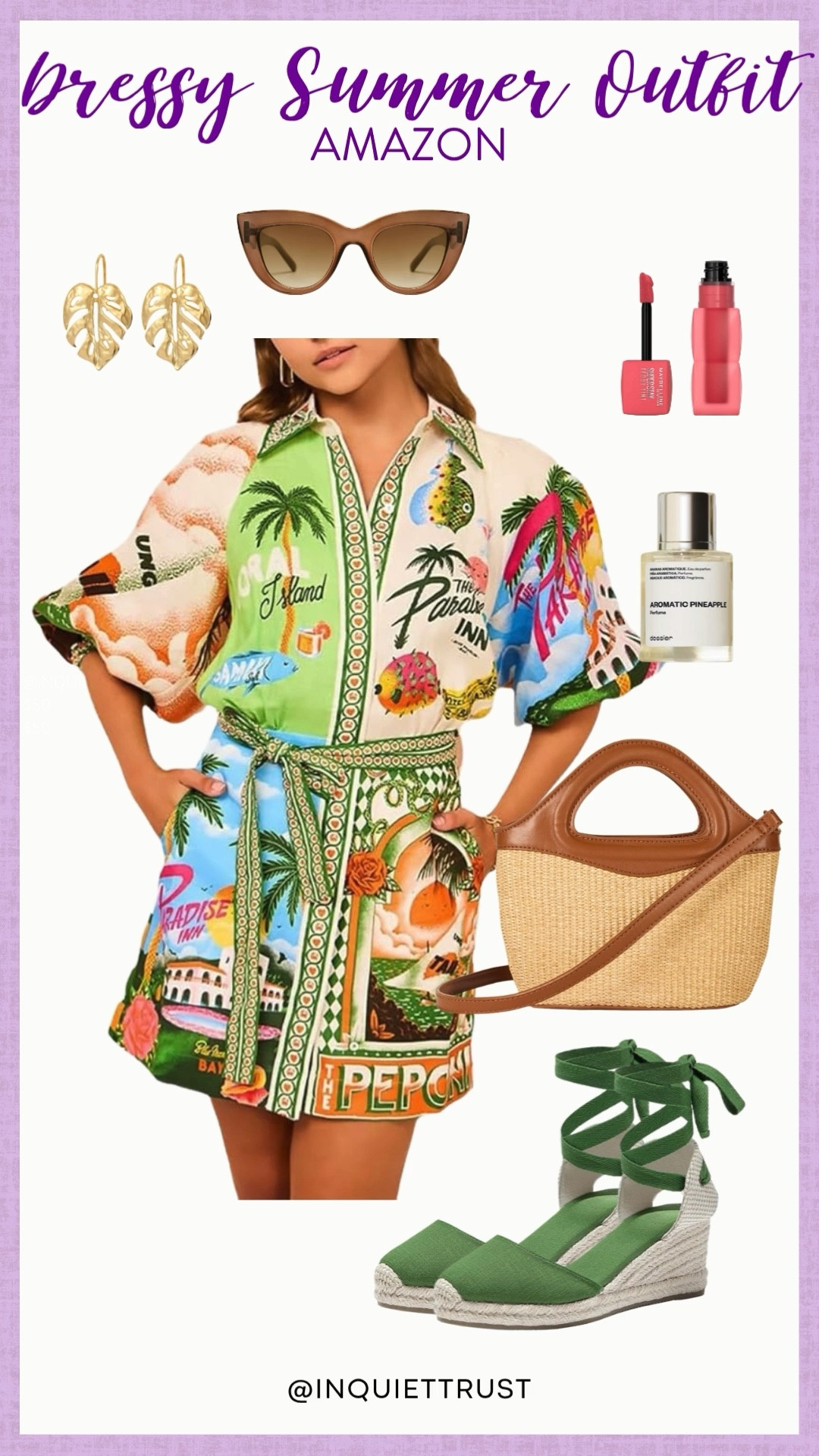 Okay, but how fun is this outfit?! This dressy-ish summer look from Amazon is making me wanna grab a fruity drink and hit a tropical getaway ASAP. Obsessed with that playful print and those cute espadrille wedges. Ready for all the sunny adventures!
#tropicallook #vacationwardrobe #resortwear #fashioninspo

#LTKU #LTKStyleTip #LTKSeasonal
