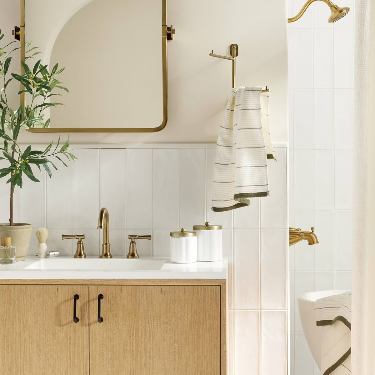 Wall-Mounted Brass Swivel Hand Towel Rack Antique Finish - Hearth & Hand™ with Magnolia | Target