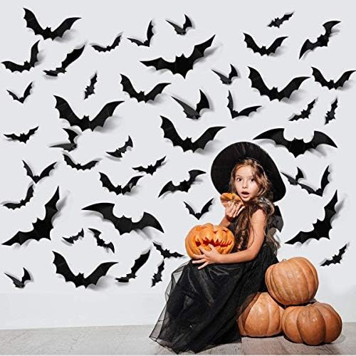 ZPOKA 60PCS Halloween Party Supplies PVC 3D Decoration Realistic Horror Bat Wall Decal Wall Stick... | Amazon (US)