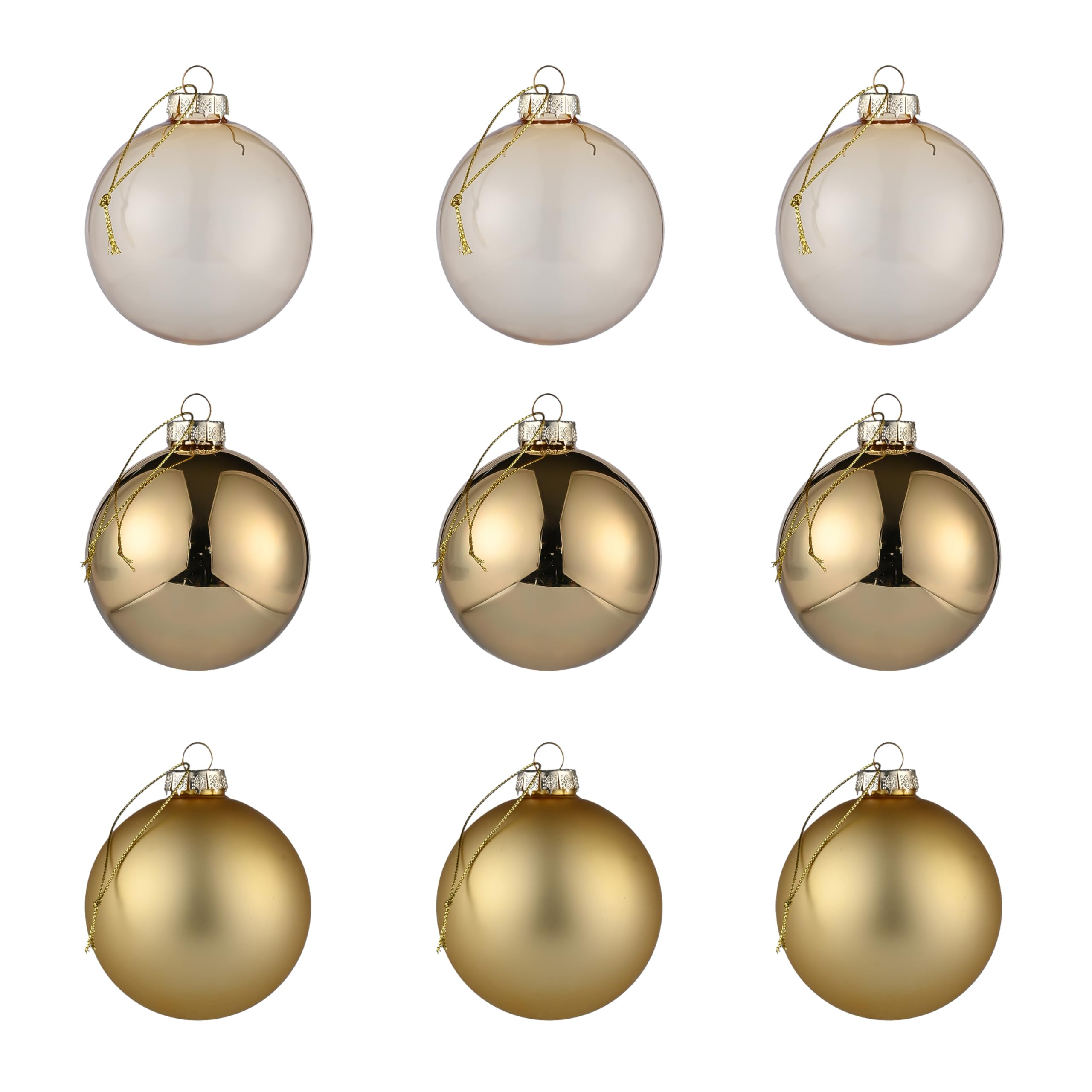 Gold Glass Christmas Ball Ornaments, 3.15" Christmas Hanging Ornament for Christmas Tree Set of 9... | Amazon (US)