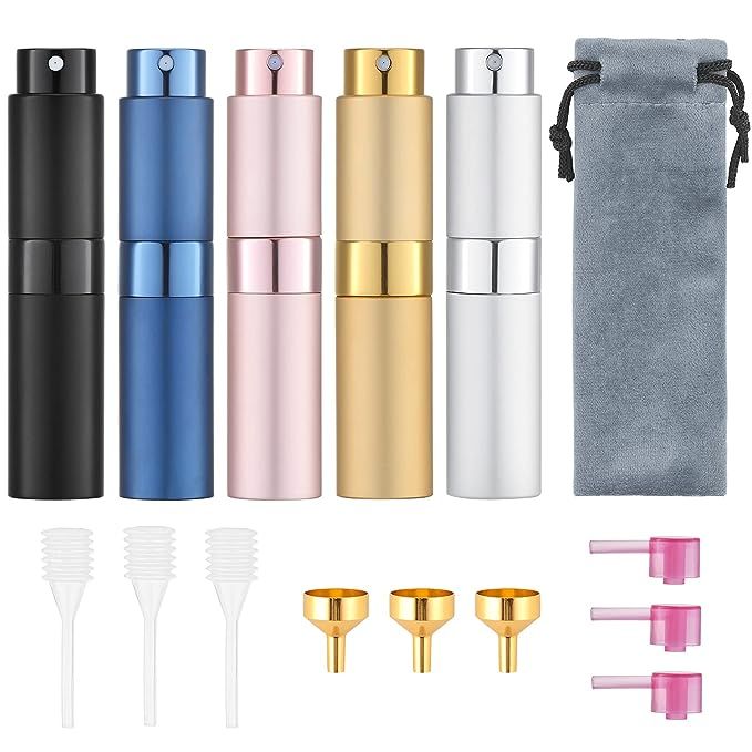 Tekson 5PCS 8ml Travel Perfume Atomizer Refillable, Mini Cologne Spray Bottle Empty, Small Afters... | Amazon (US)