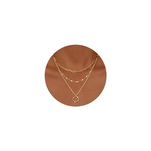 Poxtex Layered Gold Necklaces for Women, Stackable Dainty 14K Gold Silver Plated Trendy Simple He... | Amazon (US)