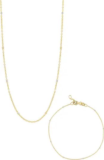 Mykonos 14K Gold Cube Box Chain Necklace & Bracelet Set | Nordstrom