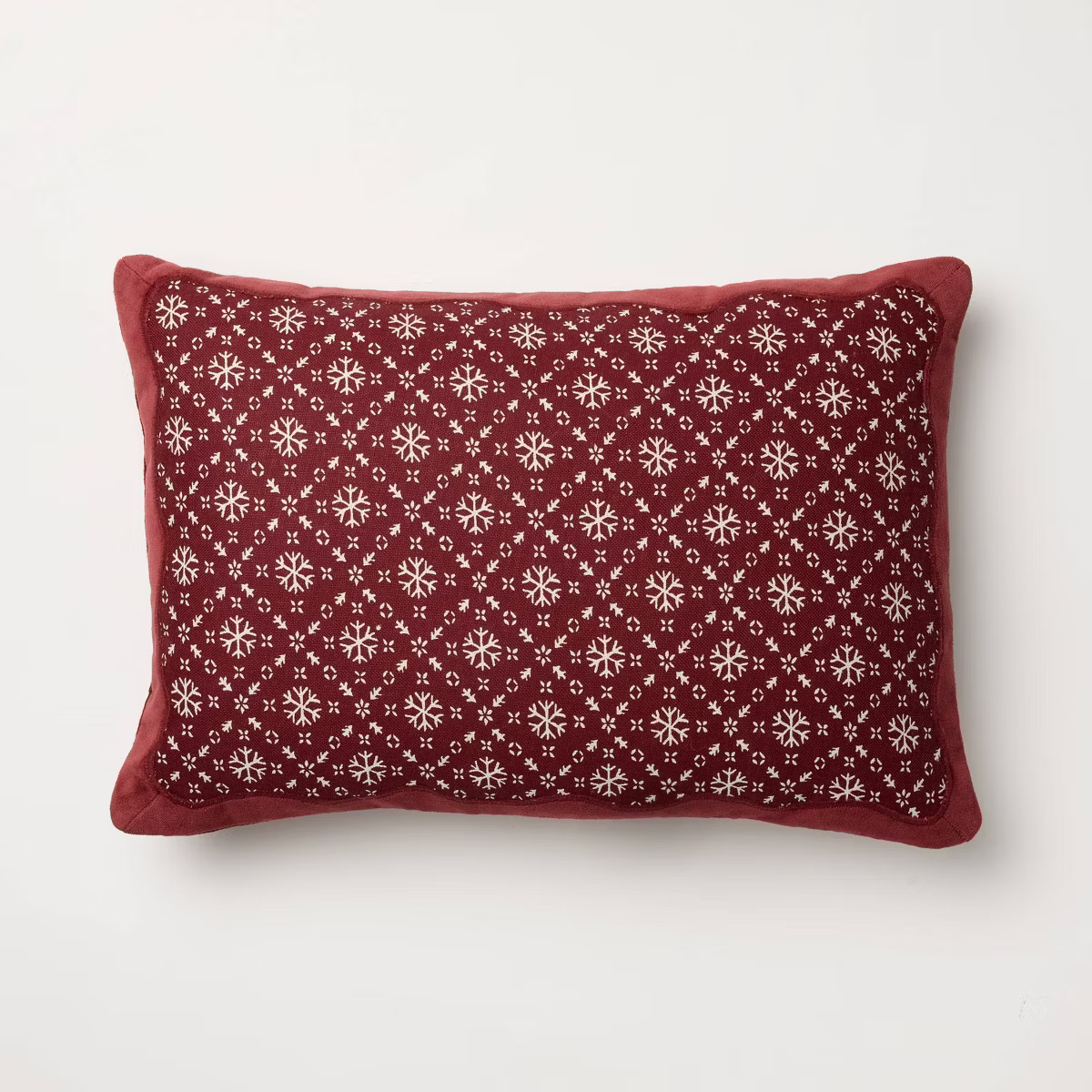 14"x20" Velvet with Snowflake Pillow Burgundy- Threshold™ designed with Studio McGee | Target