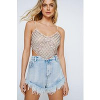 Floral Beaded Mesh Strappy Top | Debenhams UK