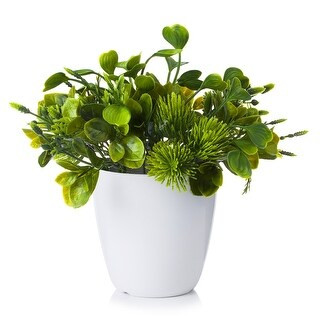 Enova Home Artificial Greenery in White Pot - 6211 | Bed Bath & Beyond
