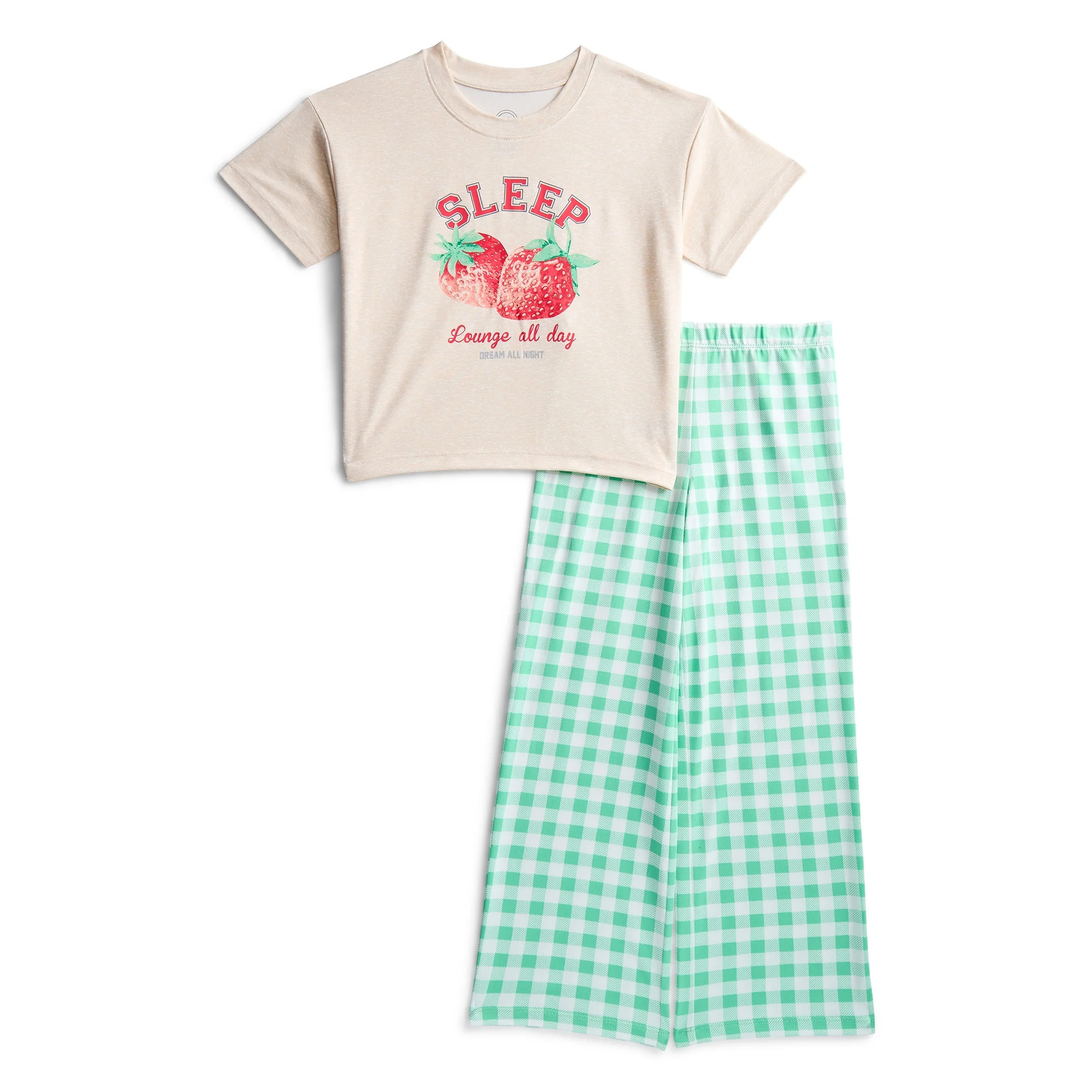 Wonder Nation Girls Short Sleeve Tee and Pants Pajama Set, 2-Piece, Sizes 4-18 | Walmart (US)