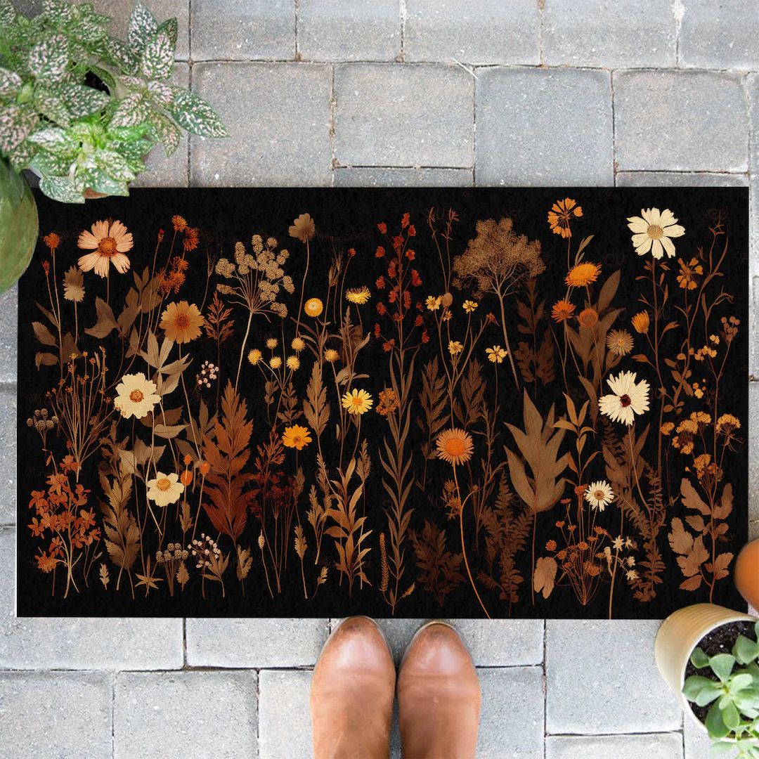 Autumn Wildlfower Botanical doormat, Pressed Flowers Cottagecore, Goblincore  Floral Nature, Autu... | Etsy (US)