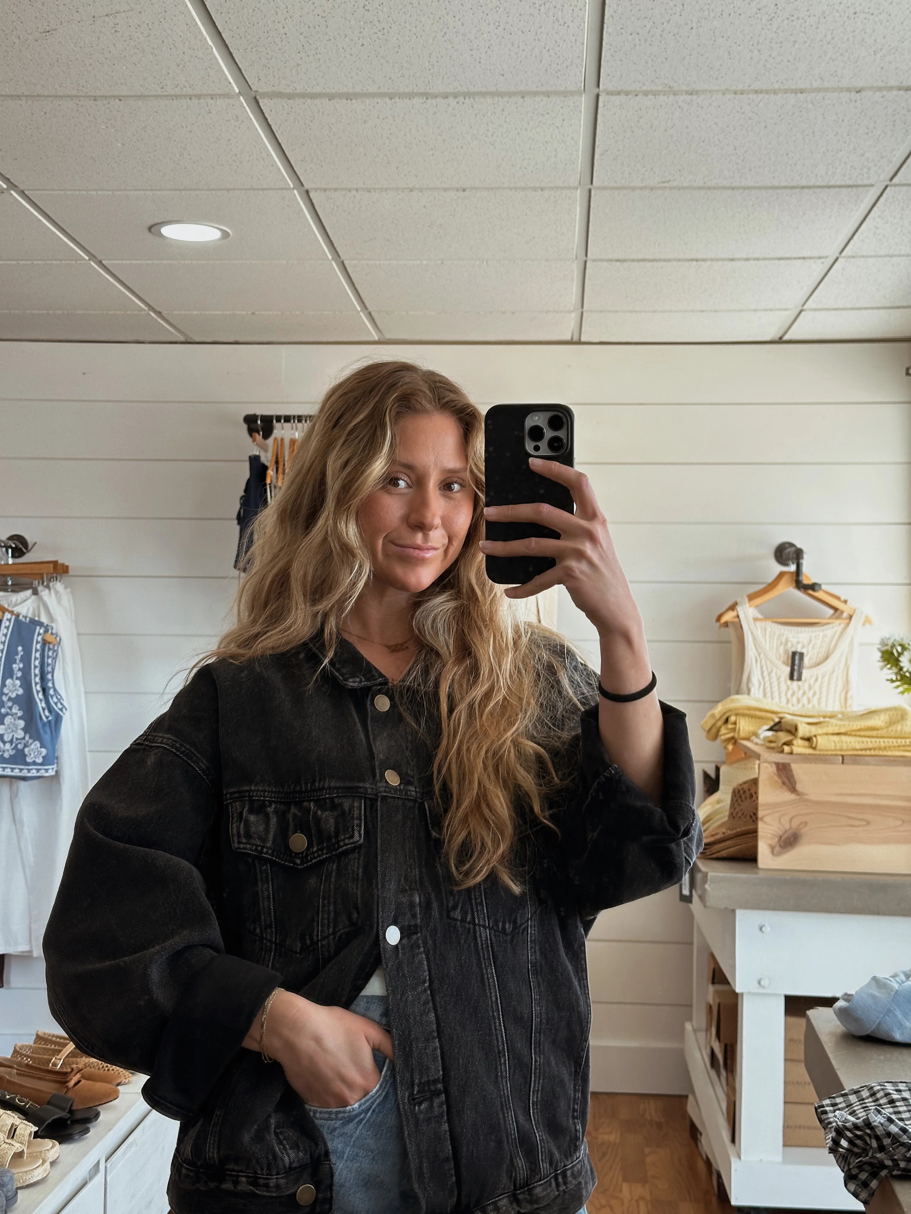Washed Black Denim Jacket S | amandenimes