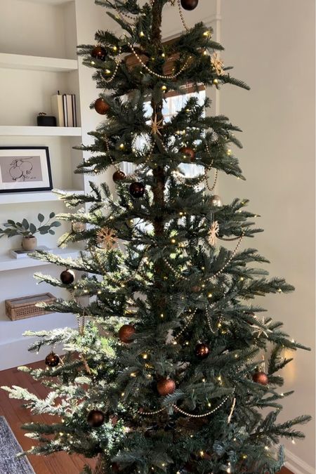 Neutral Christmas tree, Amazon ornaments, garland, king of Christmas king noble fir