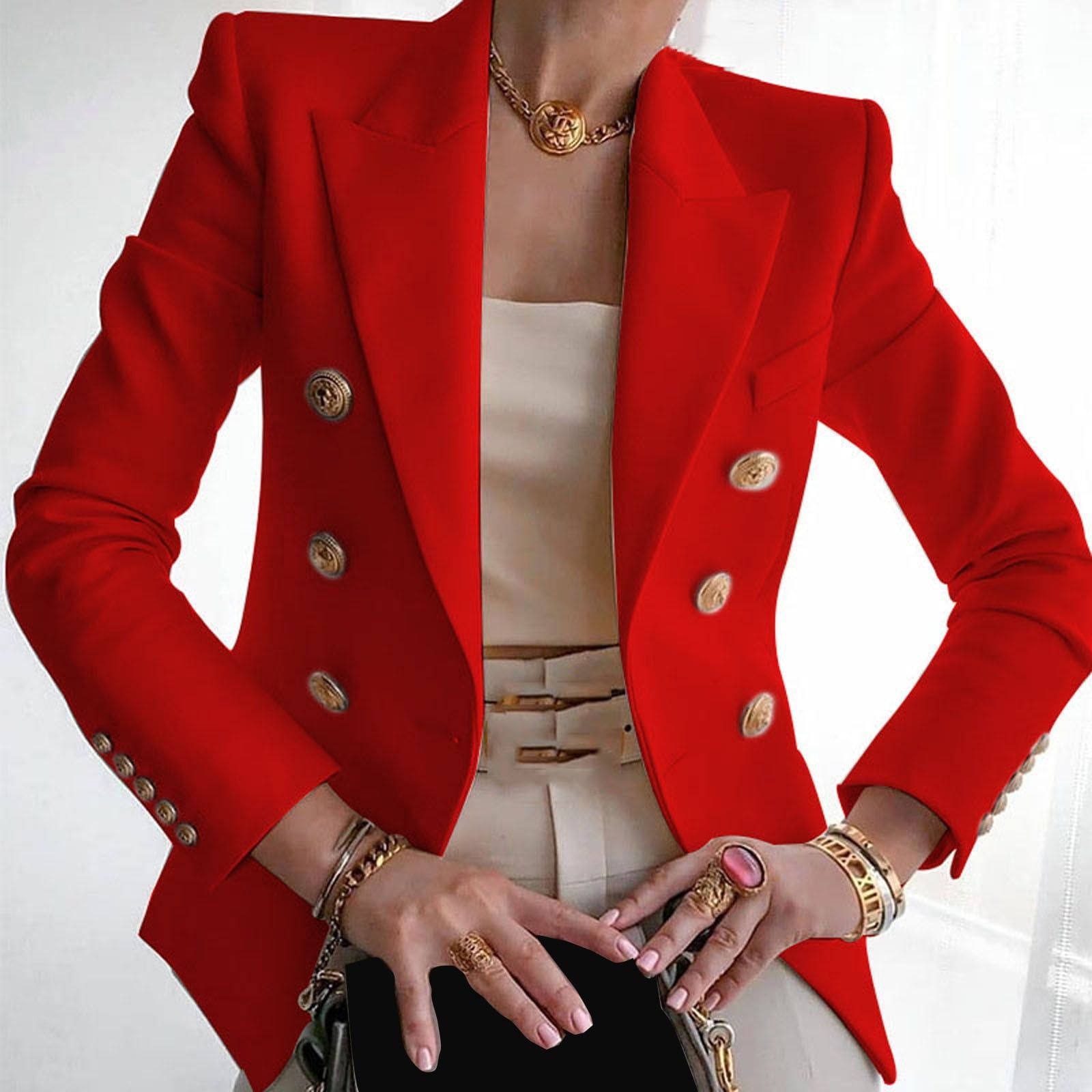 FITORON Women Blazer- Long Sleeve Turndown Collar Cardigan Solid Blazer Fashion Elegant Suit Jack... | Walmart (US)