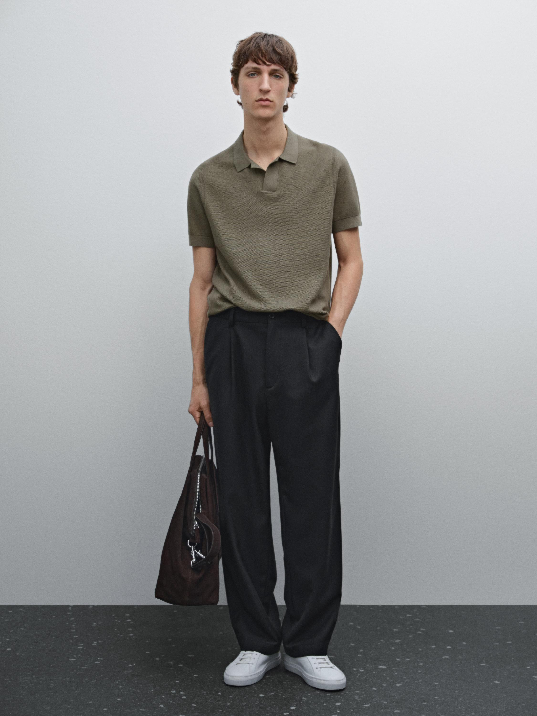 Cotton polo knit jumper | Massimo Dutti US