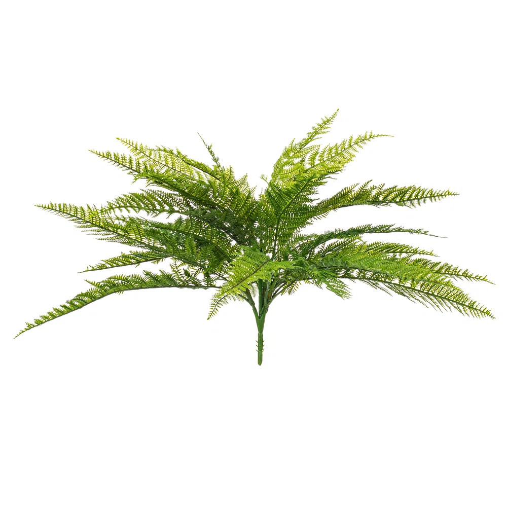 Green Artificial Leather Fern Bush | Wayfair North America