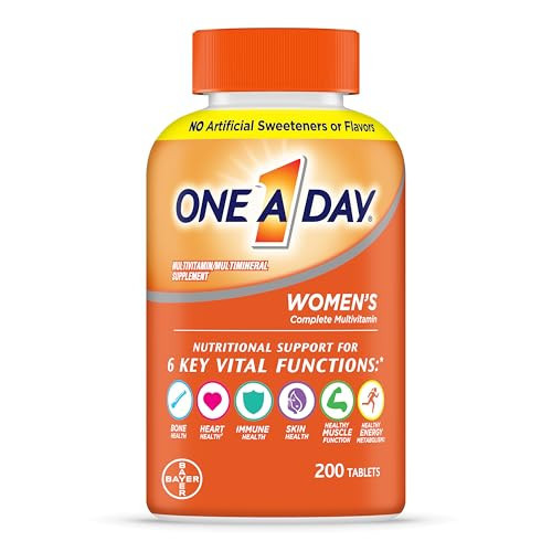 One A Day Women’s Multivitamin with Vitamin A, C, D, E and all 8 B vitamins, Calcium, Vitamins for Women, for Bone Health, Skin Health & Immune Health Support , 200 Count | Amazon (US)
