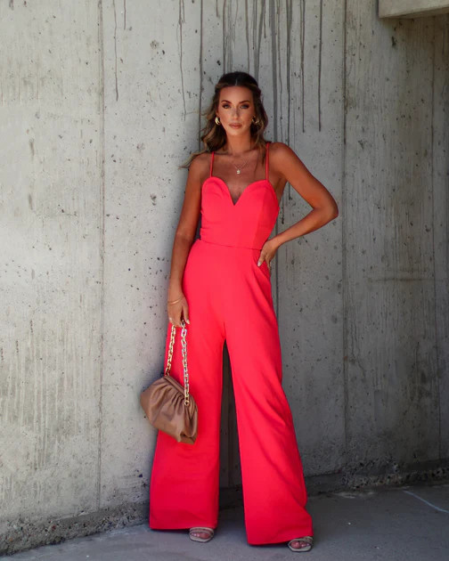 Emelle Back Cutout Jumpsuit - Coral | VICI