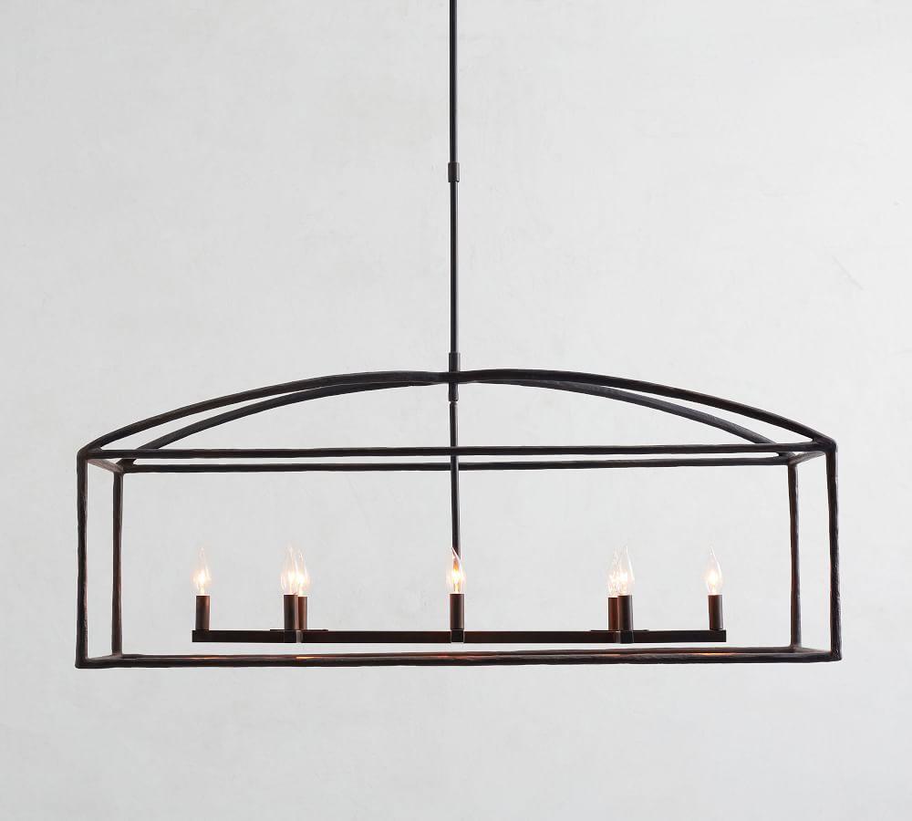 Fallon Forged-Iron Linear Chandelier, Bronze | Pottery Barn (US)