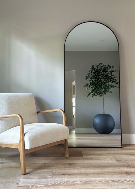 This arched mirror is stunning and the thicker black trim. It can be leaned against the wall, or use the attached stand and have it freestanding anywhere in your space. I love that it has both options.
I bought for my primary bedroom, but it is here until that is painted.
Approx 71 x 31.5” x 1.5”
#ltkhome

#LTKstyletip #LTKSeasonal #LTKover40