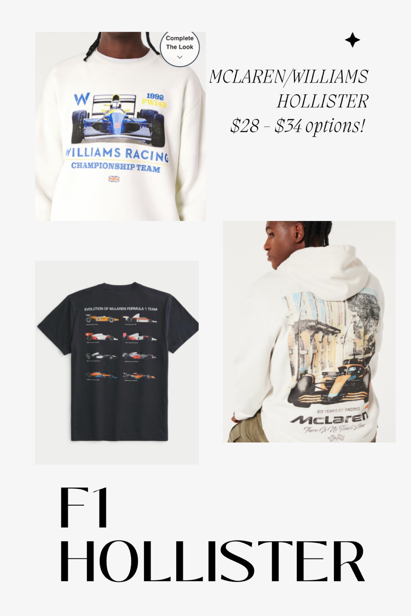McLaren & Williams F1 merch at Hollister! So affordable!! Hoodie is on sale for $34! 

#LTKsalealert #LTKstyletip #LTKeurope