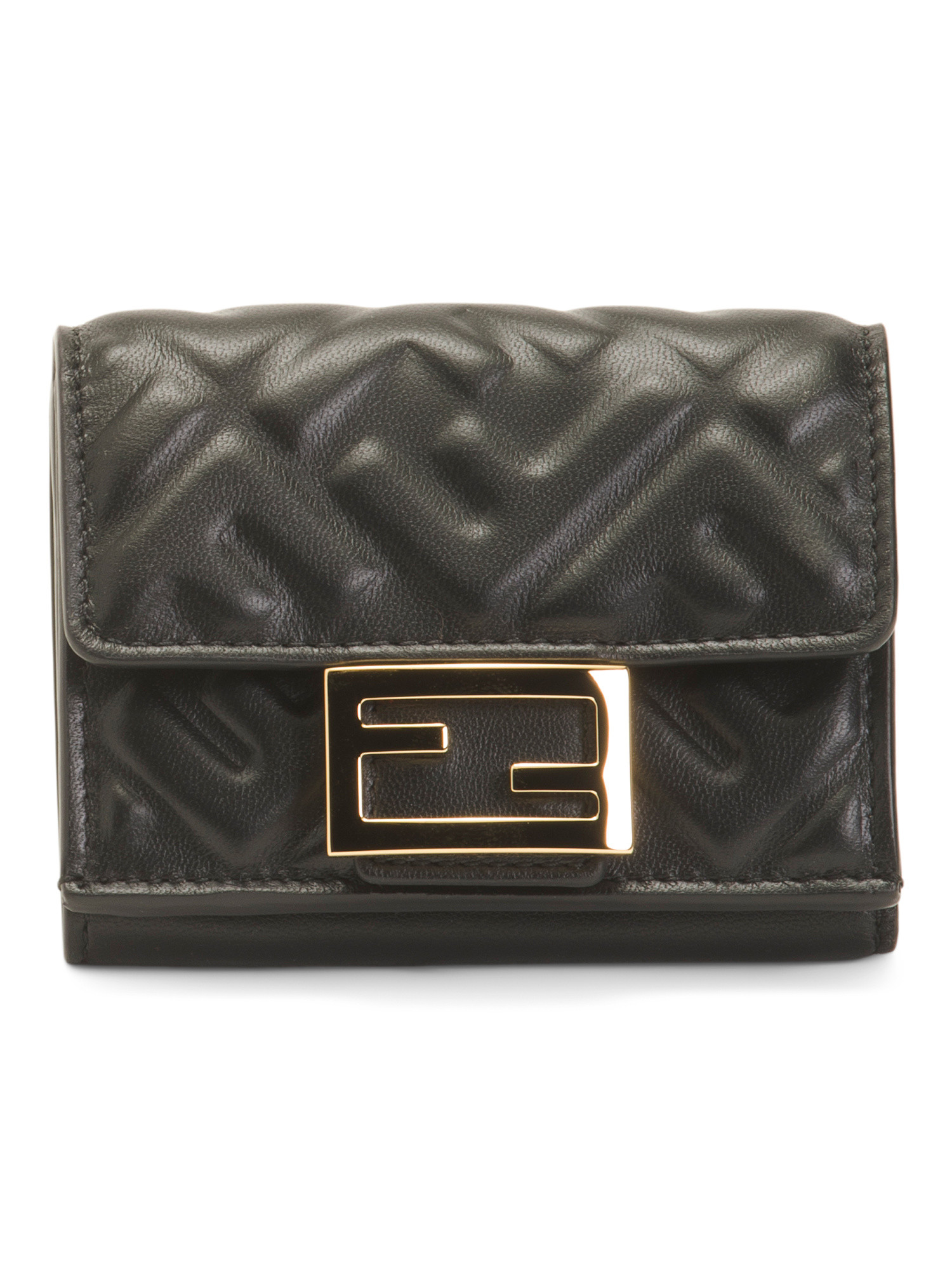 Made In Italy Leather Compact F F Embossed Micro Trifold Wallet | TJ Maxx