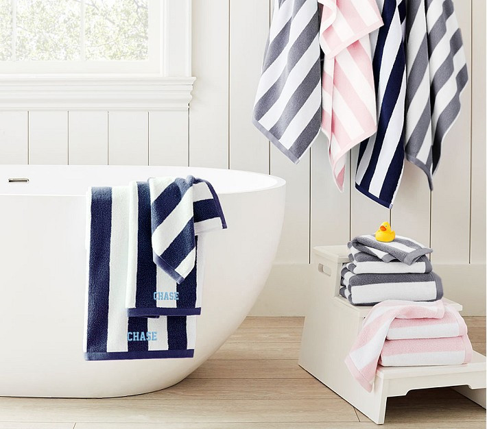Rugby Stripe Bath Towel Collection | Pottery Barn Kids