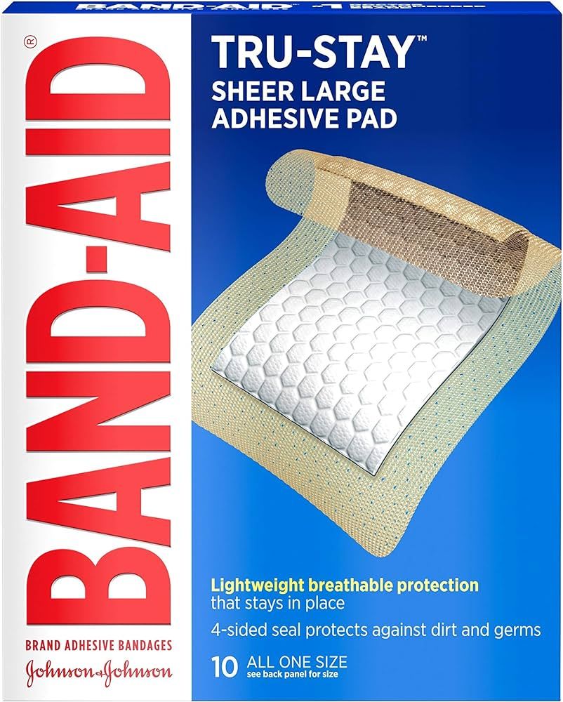 Band-Aid Brand Tru-Stay Adhesive Pads, Large Sterile Bandages for Wound Care, Large Size, 10 ct | Amazon (US)