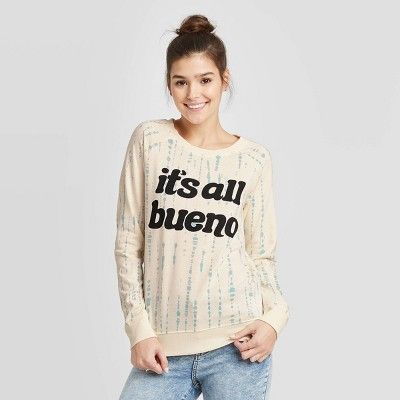 Women's It's All Bueno Sweatshirt - Zoe+Liv (Juniors') - Ivory | Target