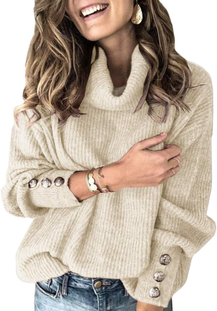 Women's Oversized Turtleneck Chunky Pullover Sweaters Cowl Neck Long Sleeve Winter Slouchy Loose ... | Amazon (US)
