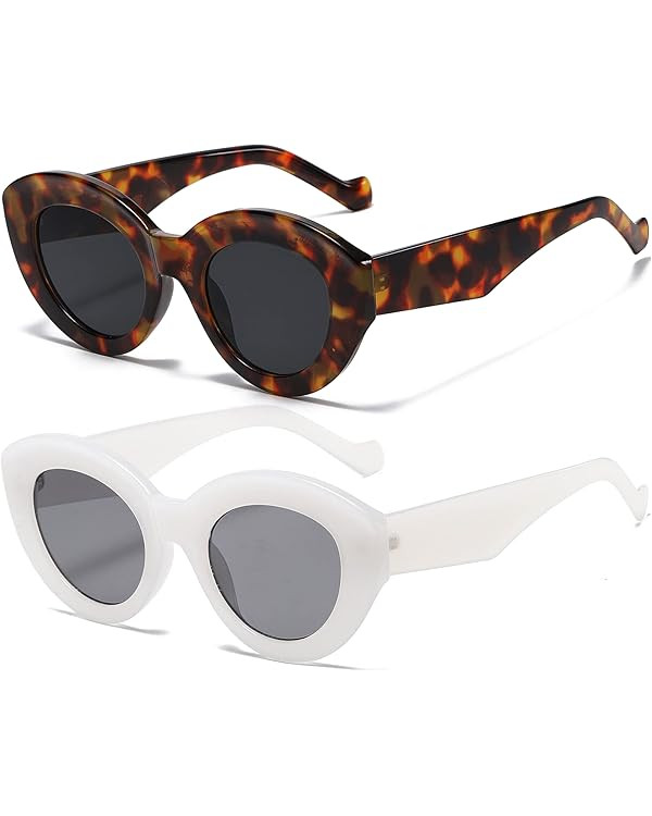 AIEYEZO Oversized Cat Eye Sunglasses for Women Cute Oval Thick Frame Cateye Sun Glasses Chic Retr... | Amazon (US)