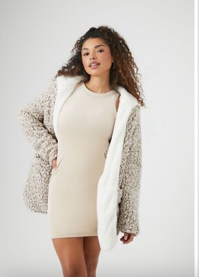 Forever 21 Faux Shearling Hooded Jacket Medium | eBay US