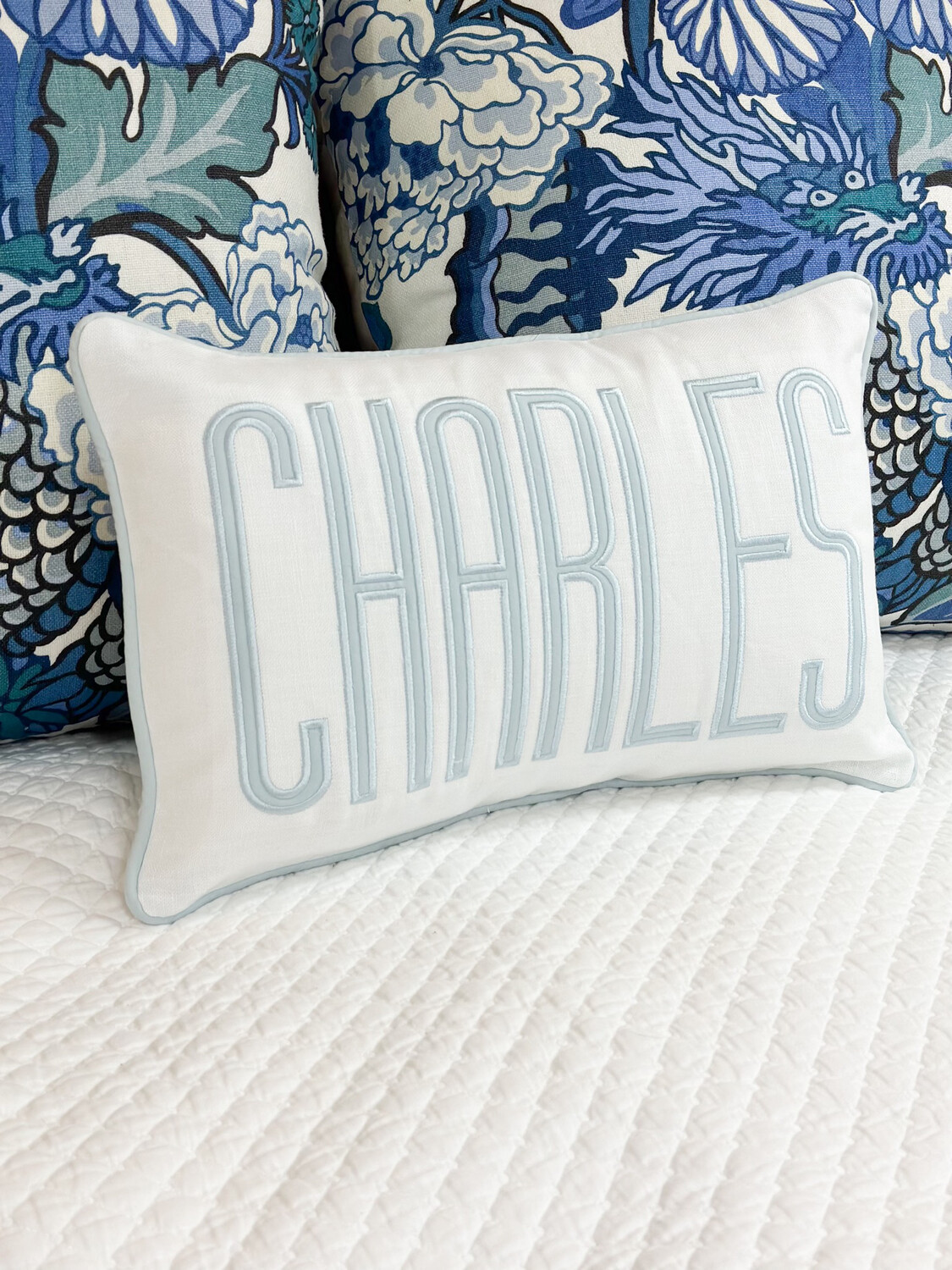 Charles Boudoir Size sham | Edelweiss Embroidery