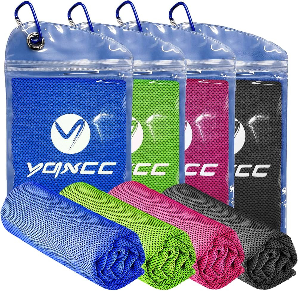 YQXCC 4 Pack Cooling Towel (47"x12") Ice Cool for Neck, Microfiber Soft Breathable Chilly Towels ... | Amazon (US)