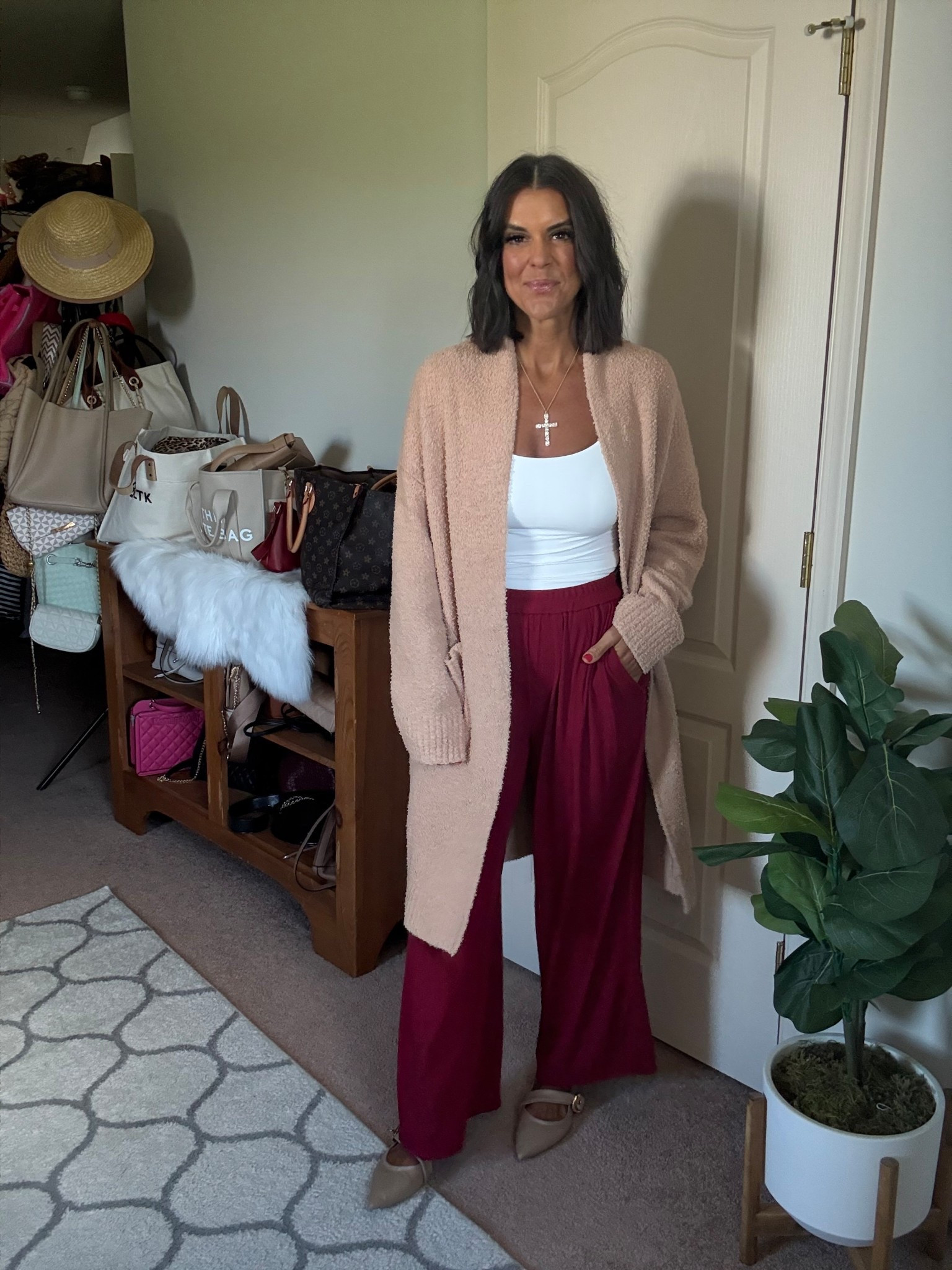 Size small in cardigan and pants size xs in tankk

#LTKFindsUnder100 #LTKSeasonal