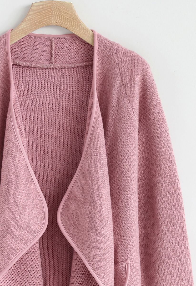 Just Knitted Open Coat in Pink | Chicwish