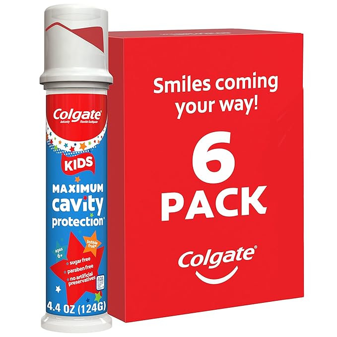 Colgate Kids Toothpaste Pump with Fluoride, Anticavity & Cavity Protection Toothpaste, For Ages 6... | Amazon (US)