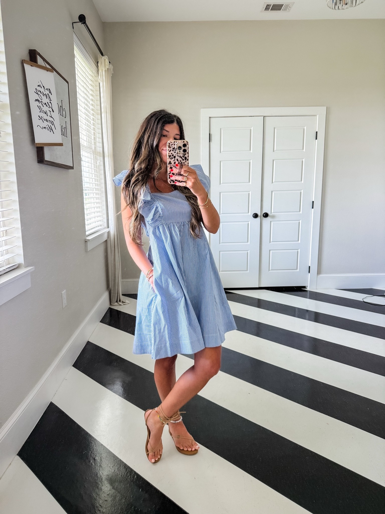Walmart stripe ruffle sleeve midi dress! Wearing XS

Pair with sandals, flats, jelly shoes! 

Teacher outfit, resort wear, work wear, spring outfit, summer outfit,  fall, affordable, everyday style
Perfect bump style!

#LTKOver40 #LTKWorkwear #LTKTravel