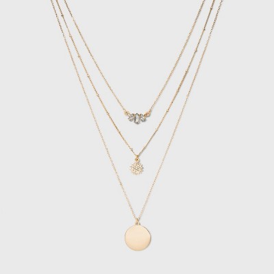 SUGARFIX by BaubleBar Embellished Layered Pendant Necklace - Gold | Target