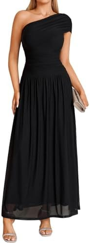 XinFSh Women’s One Shoulder Formal Wedding Guest Maxi Dress | Amazon (US)