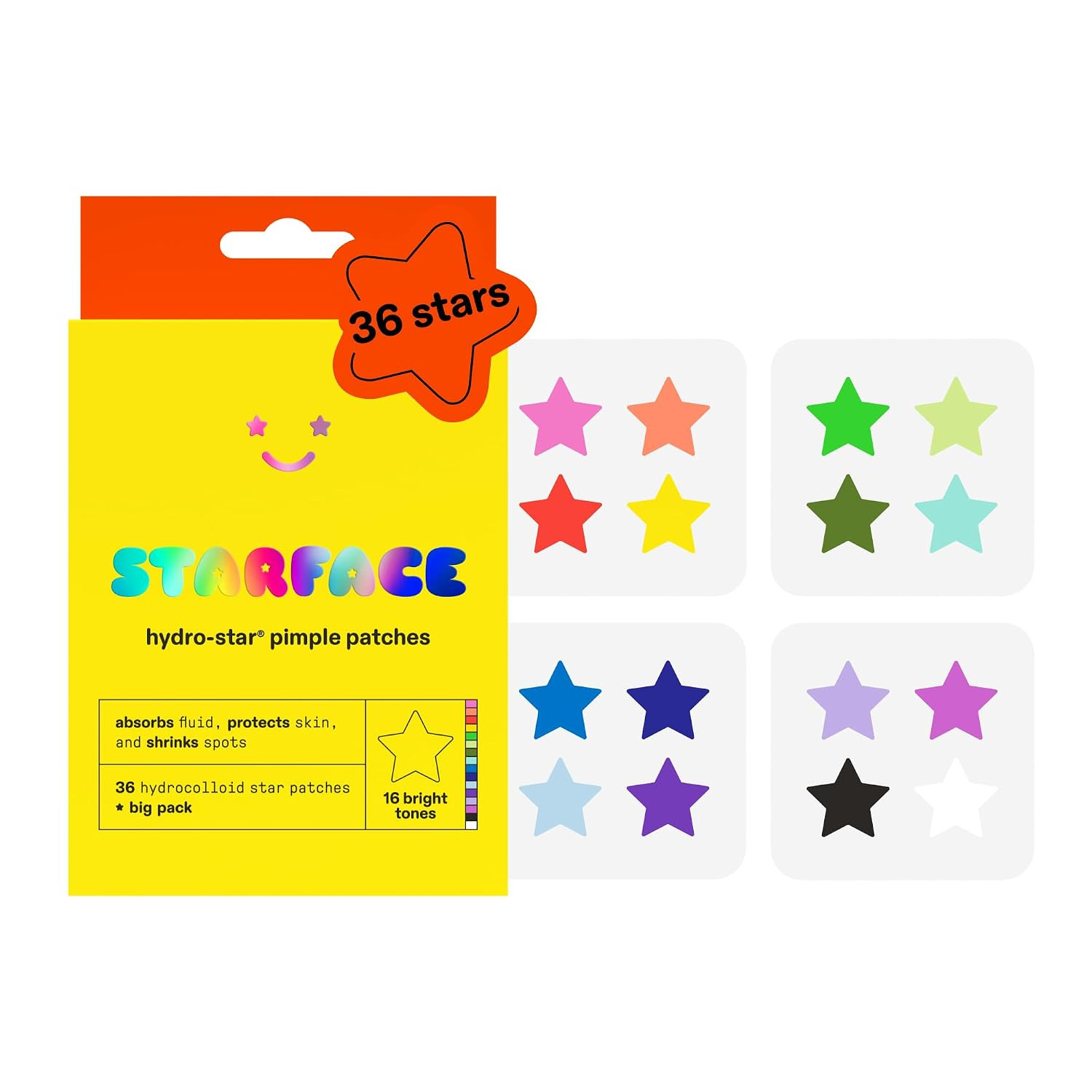 Starface Hydro-Star® Play Pack Hydrocolloid Star-Shaped Pimple Patch, 36 ct | Amazon (US)
