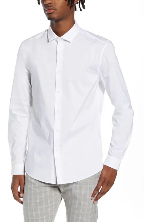 Topman Stretch Form Flow White Button-Up Shirt at Nordstrom, Size Large | Nordstrom
